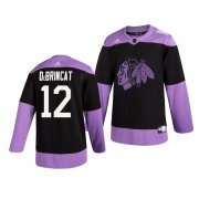 Wholesale Cheap Chicago Blackhawks #12 Alex Debrincat Adidas Men's Hockey Fights Cancer Practice NHL Jersey Black