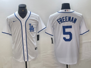 Cheap Men's Los Angeles Dodgers #5 Freddie Freeman White Cool Base Stitched Baseball Jersey
