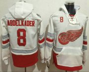 Wholesale Cheap Men's Detroit Red Wings #8 Justin Abdelkader Reebok White 2017 Centennial Classic Premier Old Time Hockey Hoodie