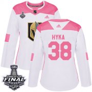 Wholesale Cheap Adidas Golden Knights #38 Tomas Hyka White/Pink Authentic Fashion 2018 Stanley Cup Final Women's Stitched NHL Jersey