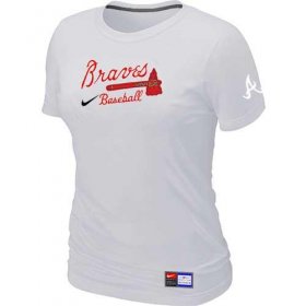 Wholesale Cheap Women\'s Atlanta Braves Nike Short Sleeve Practice MLB T-Shirt White