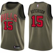 Wholesale Cheap Nike Chicago Bulls #15 Chandler Hutchison Green NBA Swingman Salute to Service Jersey
