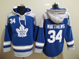 Wholesale Cheap Men\'s Toronto Maple Leafs #34 Auston Matthews Royal Blue Hoodie