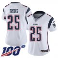 Wholesale Cheap Nike Patriots #25 Terrence Brooks White Women's Stitched NFL 100th Season Vapor Limited Jersey