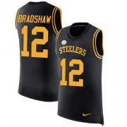 Wholesale Cheap Nike Steelers #12 Terry Bradshaw Black Team Color Men's Stitched NFL Limited Rush Tank Top Jersey