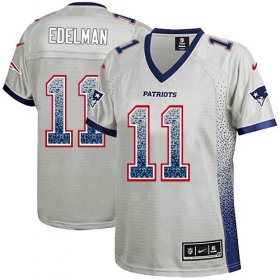 Wholesale Cheap Nike Patriots #11 Julian Edelman Grey Women\'s Stitched NFL Elite Drift Fashion Jersey