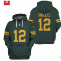 Wholesale Cheap Men's Green Bay Packers 12 Aaron Rodgers 2021 Green Pullover Hoodie