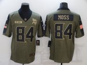 Wholesale Cheap Men's Minnesota Vikings #84 Randy Moss Nike Olive 2021 Salute To Service Retired Player Limited Jersey