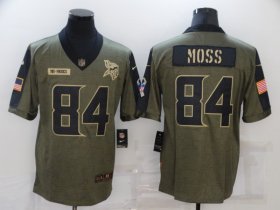 Wholesale Cheap Men\'s Minnesota Vikings #84 Randy Moss Nike Olive 2021 Salute To Service Retired Player Limited Jersey