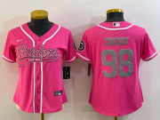Wholesale Cheap Women's Las Vegas Raiders #98 Maxx Crosby Pink With Patch Cool Base Stitched Baseball Jersey