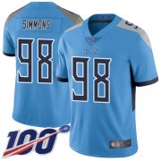 Wholesale Cheap Nike Titans #98 Jeffery Simmons Light Blue Alternate Men's Stitched NFL 100th Season Vapor Limited Jersey