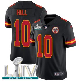 Wholesale Cheap Nike Chiefs #10 Tyreek Hill Black Super Bowl LIV 2020 Men\'s Stitched NFL Limited Rush Jersey