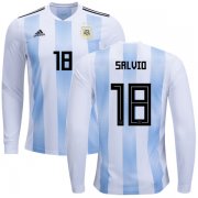 Wholesale Cheap Argentina #18 Salvio Home Long Sleeves Kid Soccer Country Jersey
