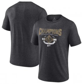 Wholesale Cheap Men\'s Vegas Golden Knights Heather Charcoal 2023 Western Conference Champions Icing Tri-Blend T-Shirt
