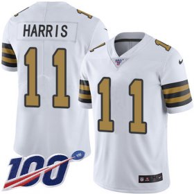 Wholesale Cheap Nike Saints #11 Deonte Harris White Men\'s Stitched NFL Limited Rush 100th Season Jersey