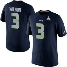 Wholesale Cheap Nike Seattle Seahawks #3 Russell Wilson Pride Name & Number 2015 Super Bowl XLIX NFL T-Shirt Navy Blue