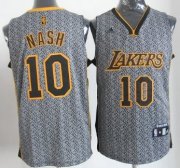 Wholesale Cheap Los Angeles Lakers #10 Steve Nash Gray Static Fashion Jersey