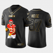 Cheap Kansas City Chiefs #87 Travis Kelce Nike Team Hero Vapor Limited NFL 100 Jersey Black Golden