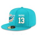 Wholesale Cheap Miami Dolphins #13 Dan Marino Snapback Cap NFL Player Aqua Green with White Number Stitched Hat