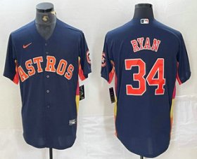 Cheap Men\'s Houston Astros #34 Nolan Ryan Navy Blue Team Logo Stitched MLB Cool Base Nike Jersey