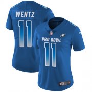 Wholesale Cheap Nike Eagles #11 Carson Wentz Royal Women's Stitched NFL Limited NFC 2018 Pro Bowl Jersey