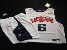 Wholesale Cheap 2012 Olympics Team USA 6 LeBron James White Basketball Suit