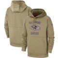 Wholesale Cheap Men's Baltimore Ravens Nike Tan 2019 Salute to Service Sideline Therma Pullover Hoodie