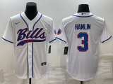 Wholesale Cheap Men's Buffalo Bills #3 Damar Hamlin White With Patch Cool Base Stitched Baseball Jersey