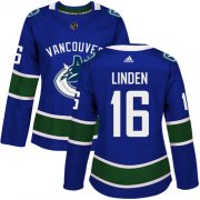 Wholesale Cheap Adidas Canucks #16 Trevor Linden Blue Home Authentic Women's Stitched NHL Jersey