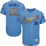 Wholesale Cheap Royals #35 Eric Hosmer Light Blue FlexBase Authentic 2015 World Series Champions Gold Program Stitched MLB Jersey