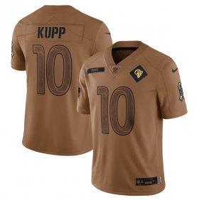 Wholesale Cheap Men\'s Los Angeles Rams #10 Cooper Kupp 2023 Brown Salute To Service Limited Football Stitched Jersey