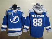Wholesale Cheap Men's Tampa Bay Lightning #88 Andrei Vasilevskiy Blue Ageless Must-Have Lace-Up Pullover Hoodie