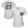 Wholesale Cheap Yankees #27 Giancarlo Stanton White Strip Home Women's Stitched MLB Jersey