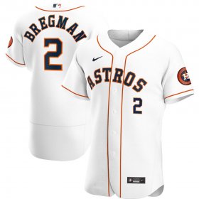 Wholesale Cheap Houston Astros #2 Alex Bregman Men\'s Nike White Home 2020 Authentic Player MLB Jersey