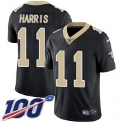 Wholesale Cheap Nike Saints #11 Deonte Harris Black Team Color Men's Stitched NFL 100th Season Vapor Untouchable Limited Jersey
