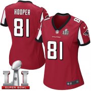 Wholesale Cheap Nike Falcons #81 Austin Hooper Red Team Color Super Bowl LI 51 Women's Stitched NFL Elite Jersey