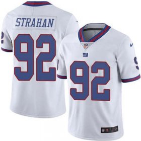 Wholesale Cheap Men\'s New York Giants #92 Michael Strahan White Color Rush Stitched NFL Nike Limited Jersey