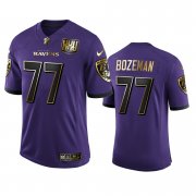 Wholesale Cheap Baltimore Ravens #77 Bradley Bozeman Men's Nike Purple Team 25th Season Golden Limited NFL Jersey
