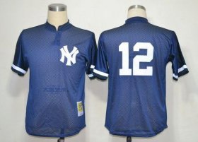 Wholesale Cheap Mitchell And Ness 1995 Yankees #12 Wade Boggs Blue Throwback Stitched MLB Jersey