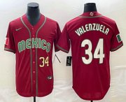 Cheap Men's Mexico Baseball #34 Fernando Valenzuela Number 2023 Red Blue World Baseball Classic Stitched Jerseys