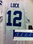 Wholesale Cheap Nike Colts #12 Andrew Luck White Men's Stitched NFL Elite Autographed Jersey
