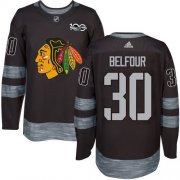 Wholesale Cheap Adidas Blackhawks #30 ED Belfour Black 1917-2017 100th Anniversary Stitched NHL Jersey