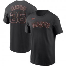 Wholesale Cheap San Francisco Giants #35 Brandon Crawford Nike Name & Number T-Shirt Black