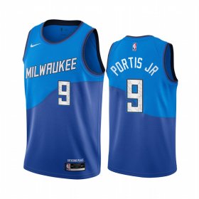 Wholesale Cheap Nike Bucks #9 Bobby Portis Blue NBA Swingman 2020-21 City Edition Jersey