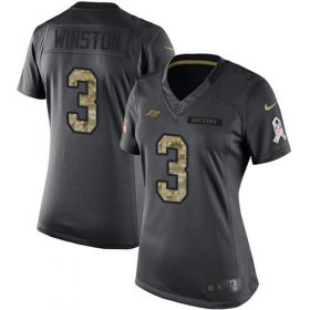 Wholesale Cheap Nike Buccaneers #3 Jameis Winston Black Women\'s Stitched NFL Limited 2016 Salute to Service Jersey