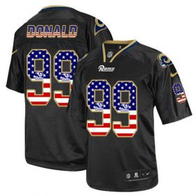 Wholesale Cheap Nike Rams #99 Aaron Donald Black Men\'s Stitched NFL Elite USA Flag Fashion Jersey