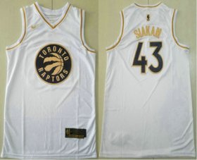 Wholesale Cheap Men\'s Toronto Raptors #43 Pascal Siakam White Golden Nike Swingman Stitched NBA Jersey