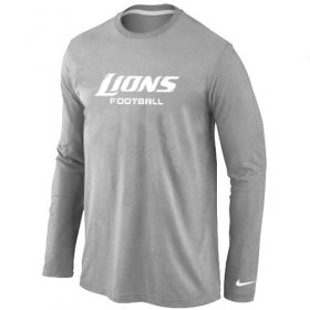 Wholesale Cheap Nike Detroit Lions Authentic Font Long Sleeve T-Shirt Grey