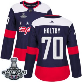 Wholesale Cheap Adidas Capitals #70 Braden Holtby Navy Authentic 2018 Stadium Series Stanley Cup Final Champions Women\'s Stitched NHL Jersey