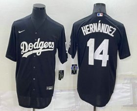 Wholesale Cheap Men\'s Los Angeles Dodgers #14 Enrique Hernandez Black Turn Back The Clock Stitched Cool Base Jersey